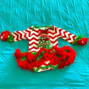 Boutique Style Chevron Christmas Dress Onesie